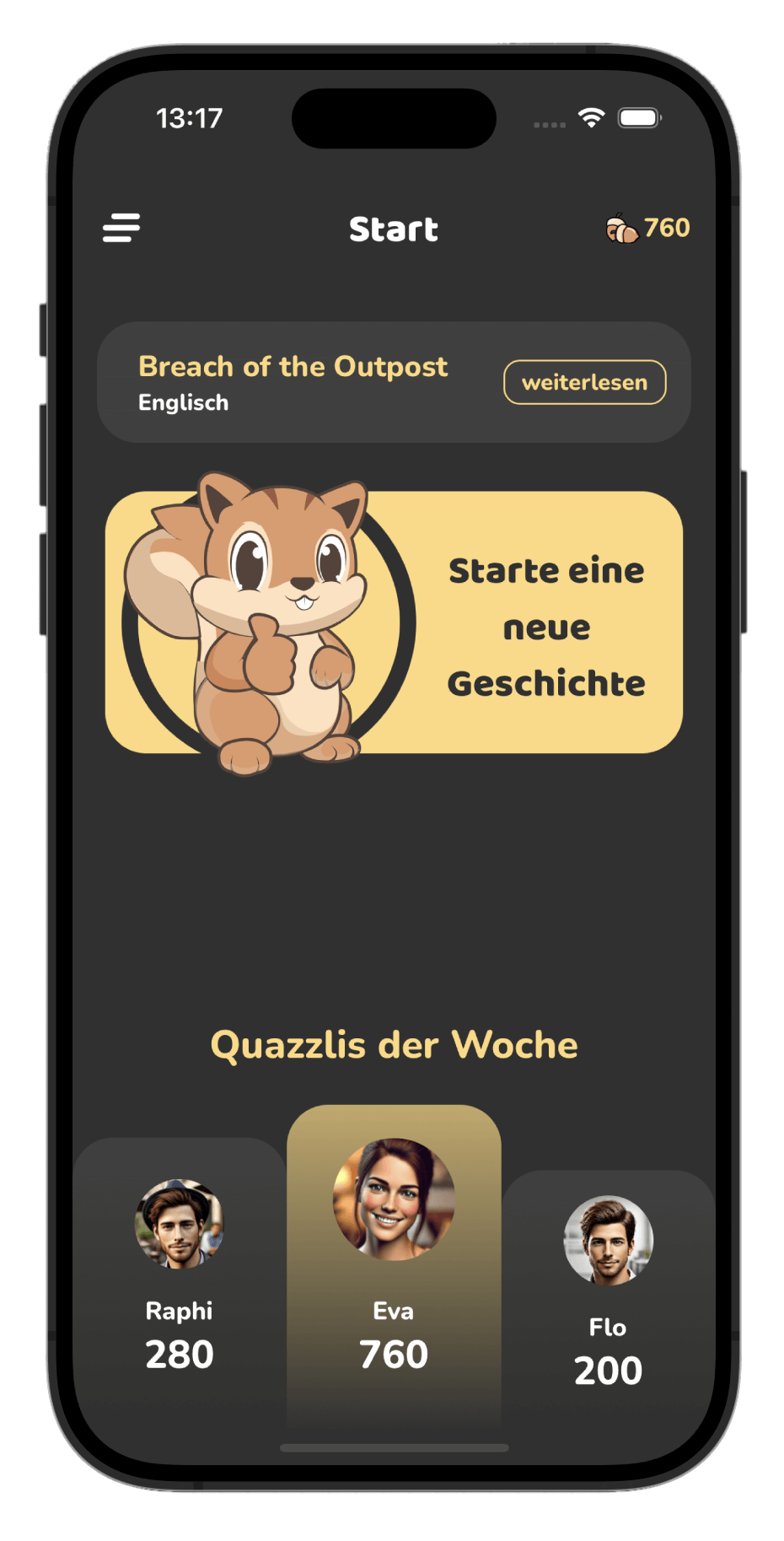 Smartphone zeigt App-Oberfläche