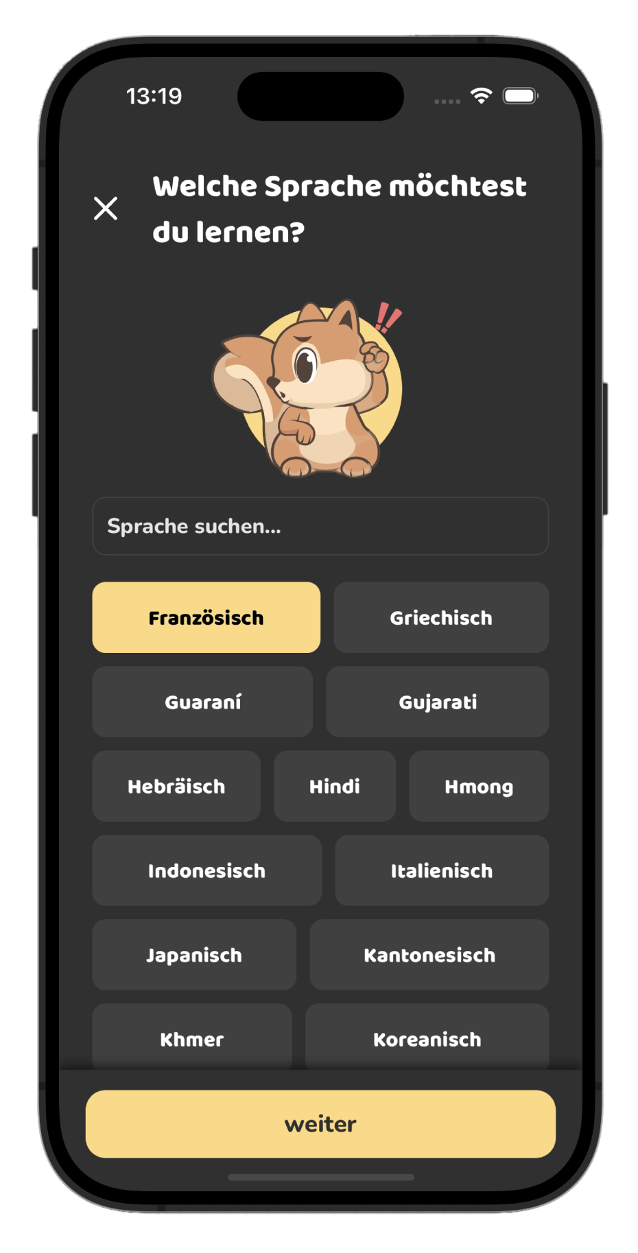 Smartphone zeigt App-Oberfläche